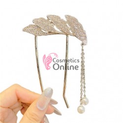 Accesorii de par moderne Japonez pentru cocuri din metal JPN10AA Argintiu cu cristale si perle
